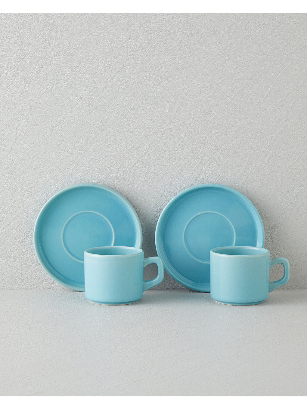 Coastal Bliss Seramik 4 Parça 2 Kişilik Çay Fincanı Takımı 184 ml Açık Mavi-1