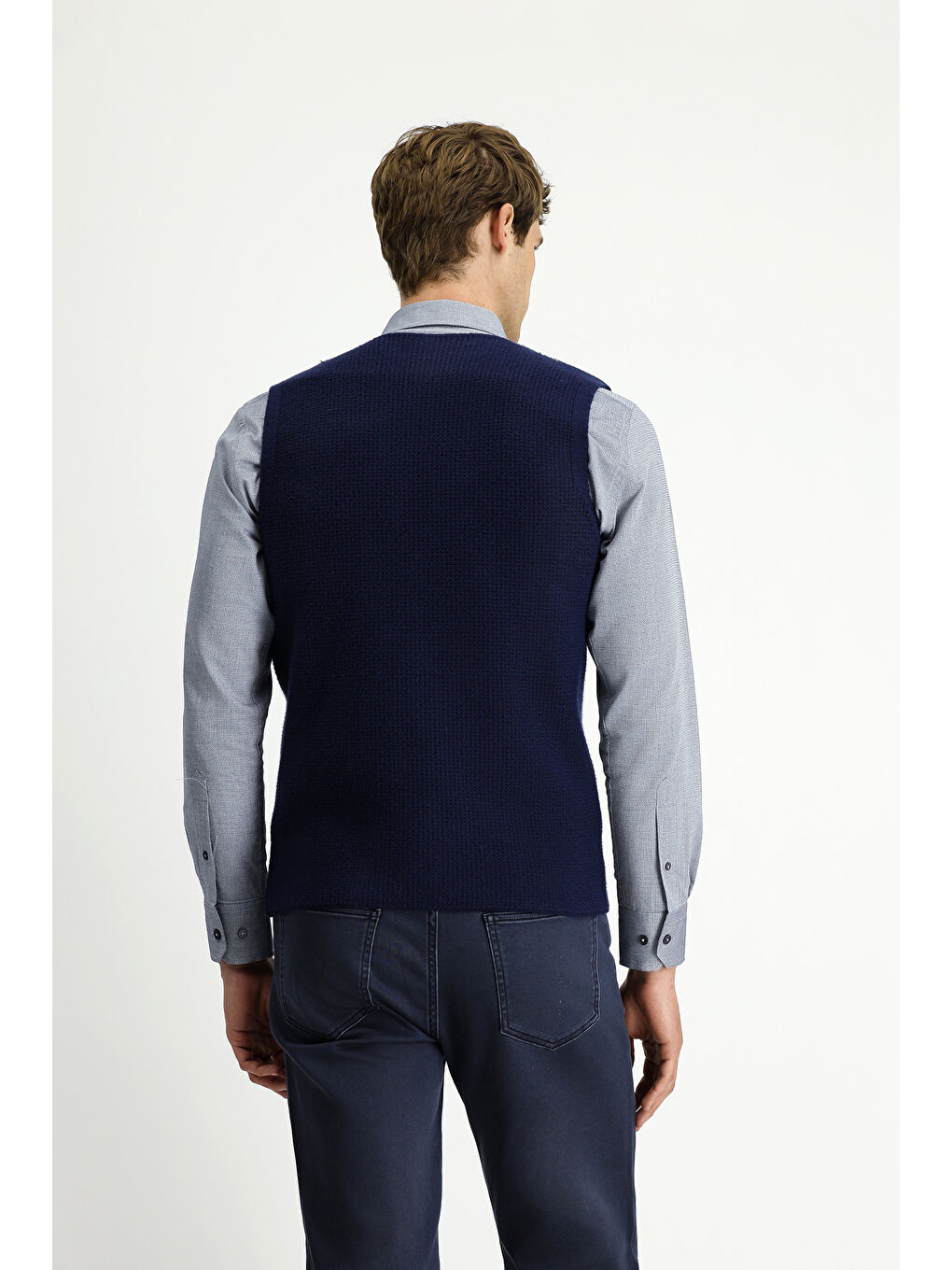 Lacivert V Yaka Triko Yelek-4