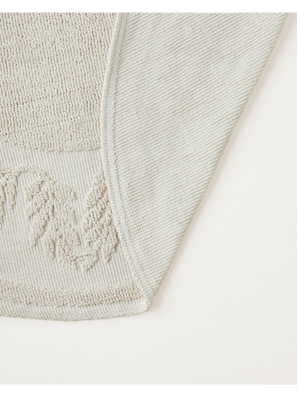 Ekru Leafs Pamuklu Bukle Kilim 110x110 cm Krem-1