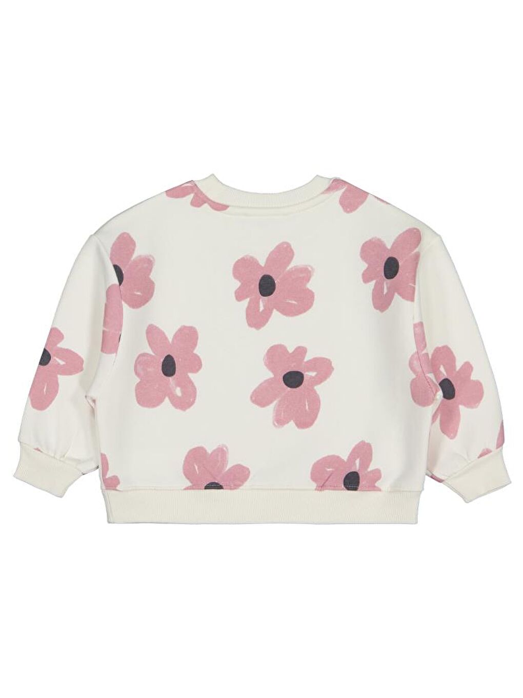 Ekru Girls Çiçek Baskılı 2-5 Yaş Sweatshirt-1