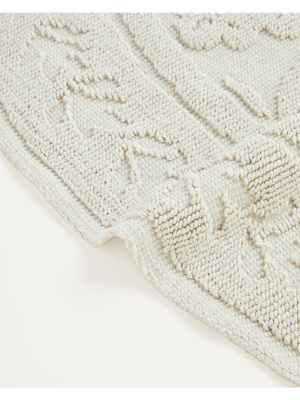 Ekru Blossom Pamuklu Bukle Kilim 110x110 cm Krem-2