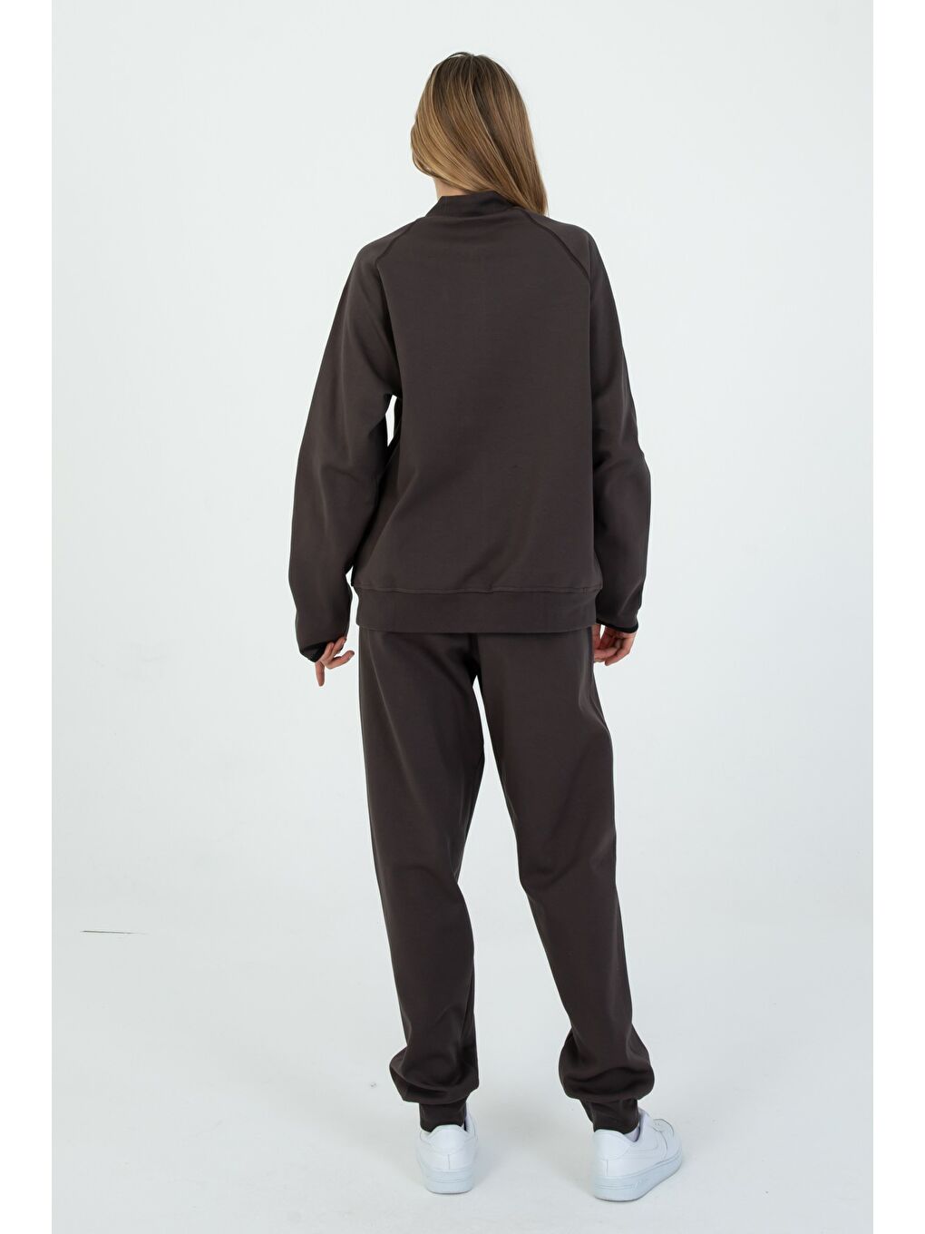 Kahverengi Çocuk Ayarlanabilir Bel Fermuarlı Baskılı Eşofman Takım-3