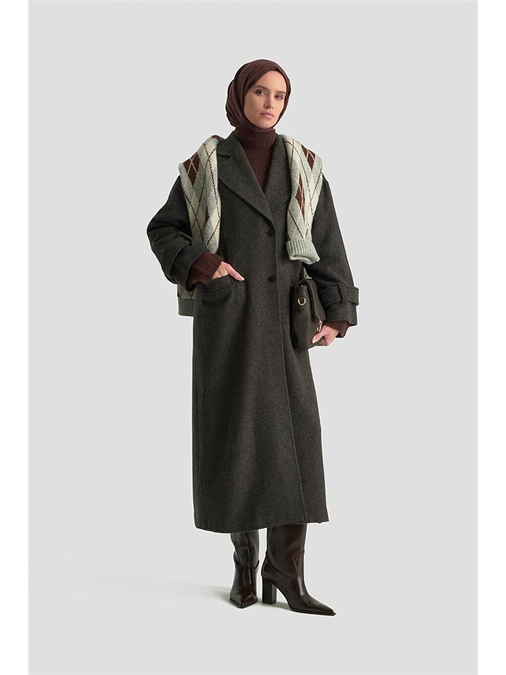 Yanları Yırtmaçlı Kaban 25K7024 Antrasit