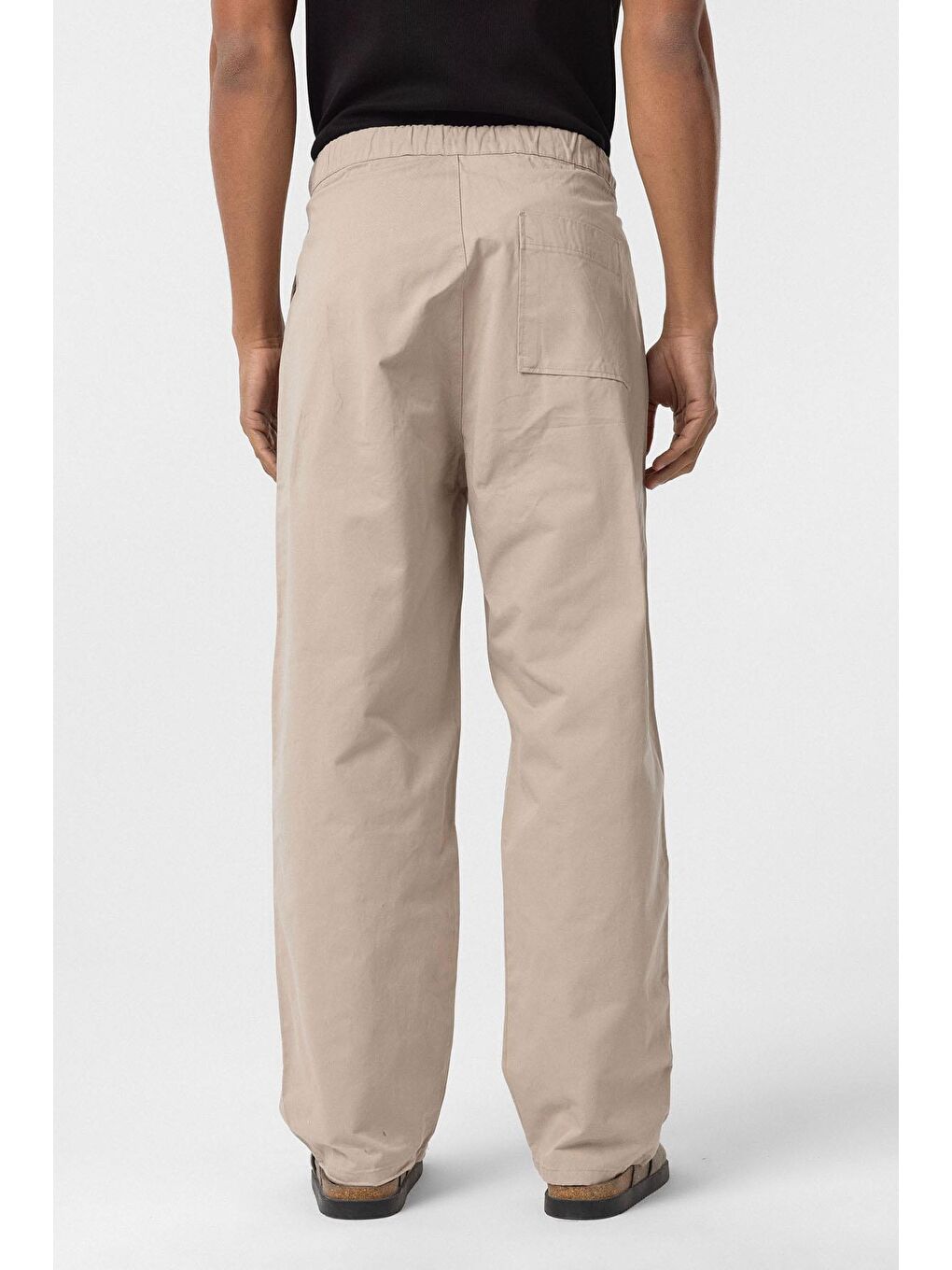 Baggy Fit Gabardin Pantolon Bej-3