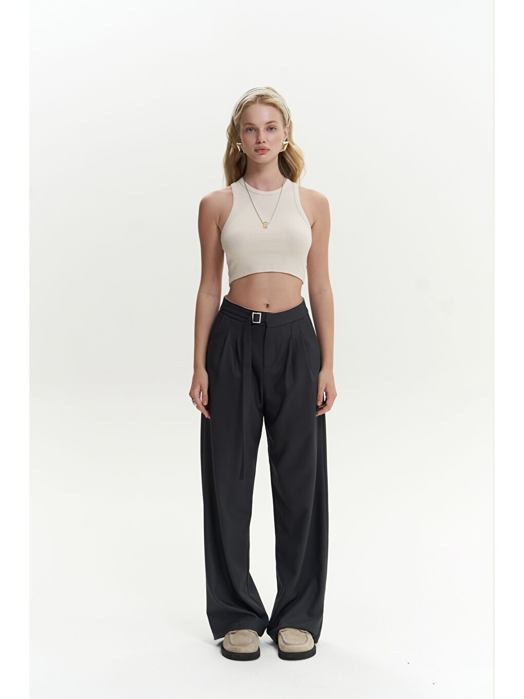 Letizia Kemer Detay Antrasit Pantolon