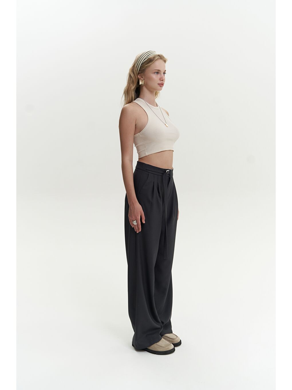 Letizia Kemer Detay Antrasit Pantolon-1