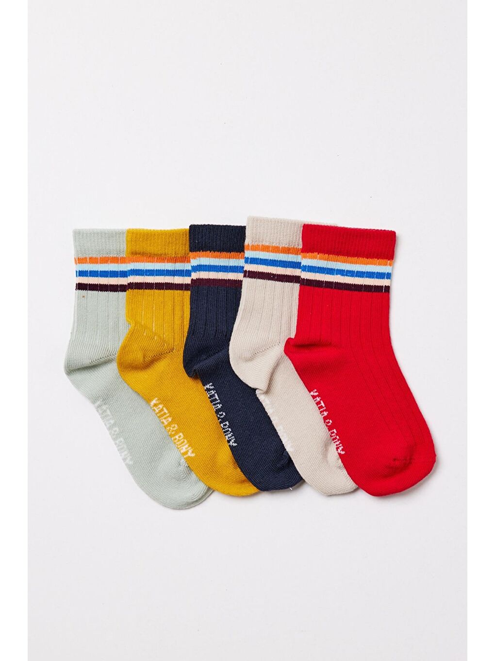 Karışık Bebek Şeritli 5'Li Paket Soket Çorap Çok Renkli