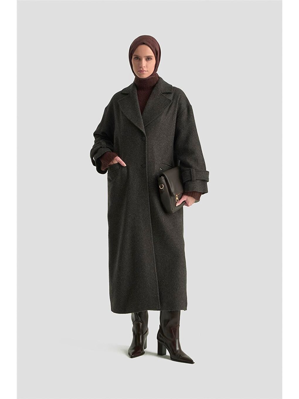 Yanları Yırtmaçlı Kaban 25K7024 Antrasit-1