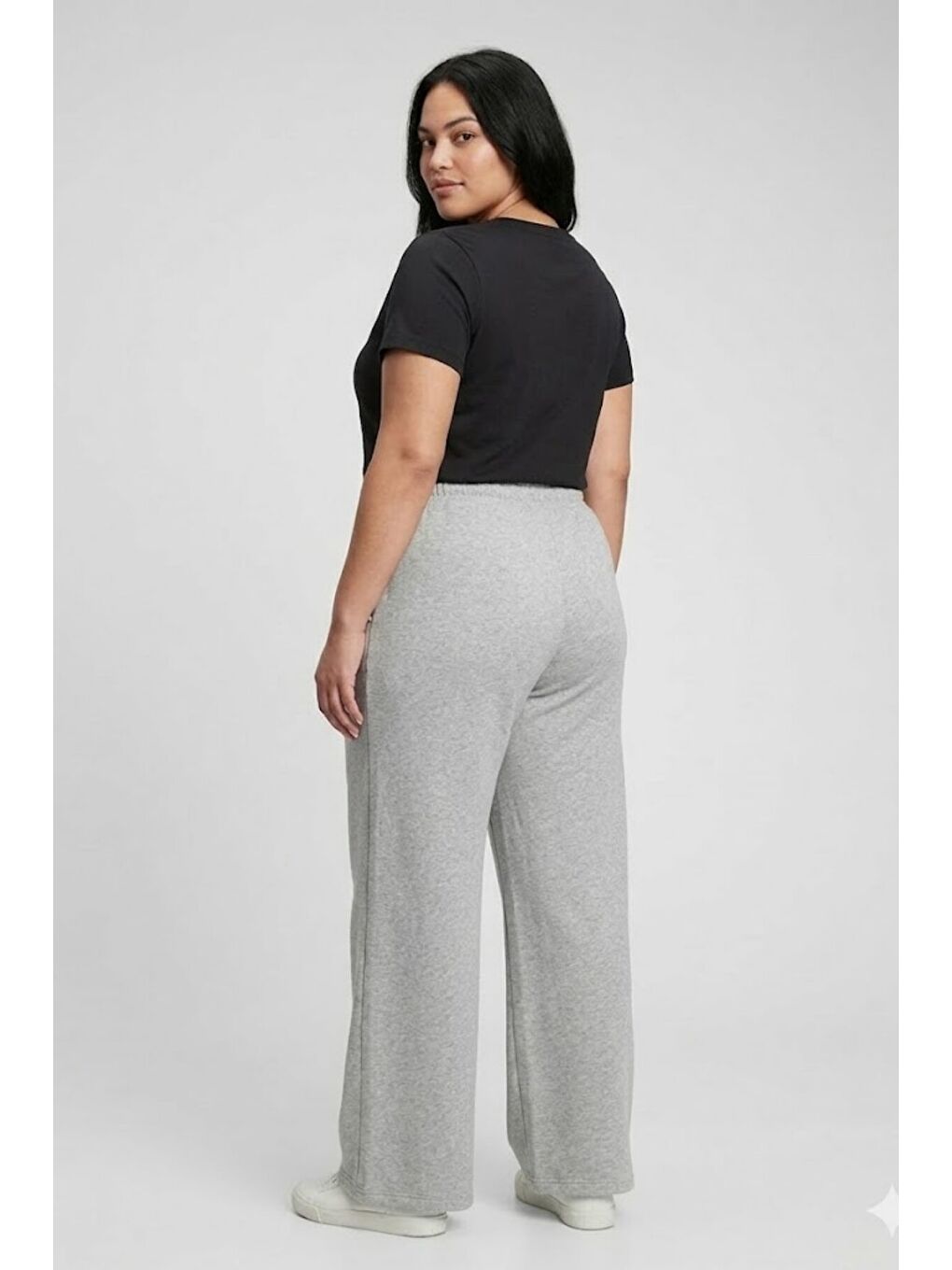Gri Kadın Büyük Beden Bol Paça Yüksek Bel Lastikli Salaş Eşofman Altı SPR26BEA988-2