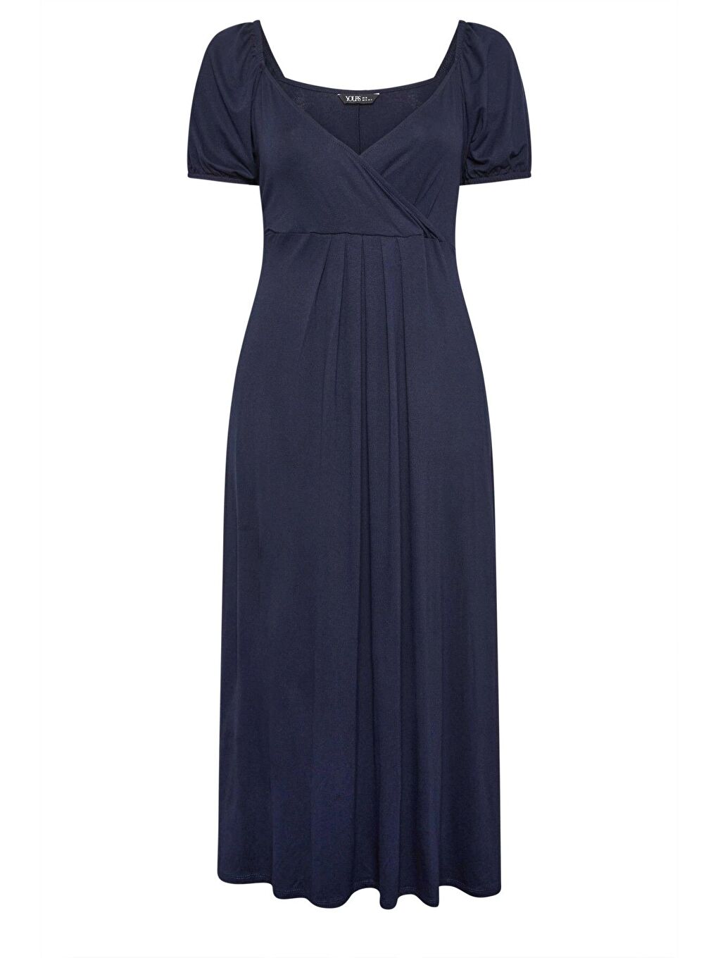 Lacivert Büyük Beden Göğüs Dekolteki V Yaka Beli Lastikli Maxi Elbise 302970-5