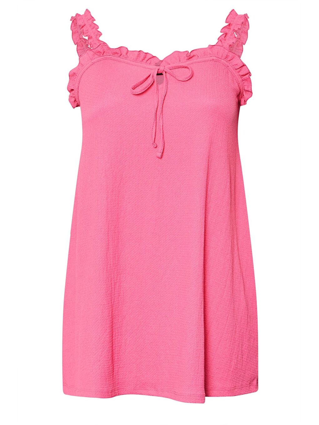 Pembe Büyük Beden Geniş Yaka Fırfır Askılı Kol Önü Bağlamalı Bluz 322689-5