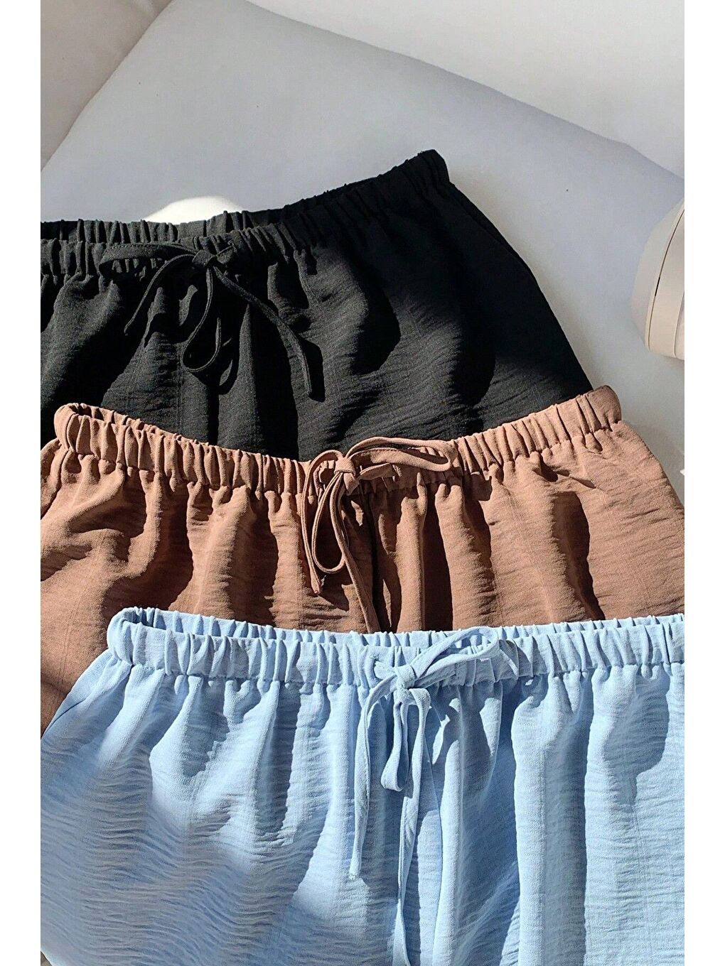 Karışık Siyah Kahve BebeMavi Bağcıklı Aerobin Şort 3lü Set-2