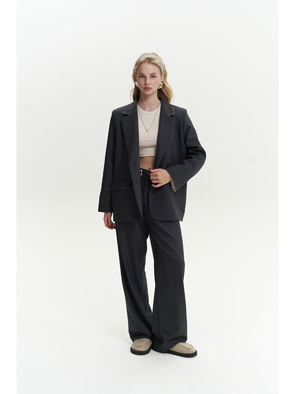 Letizia Kemer Detay Antrasit Pantolon-3