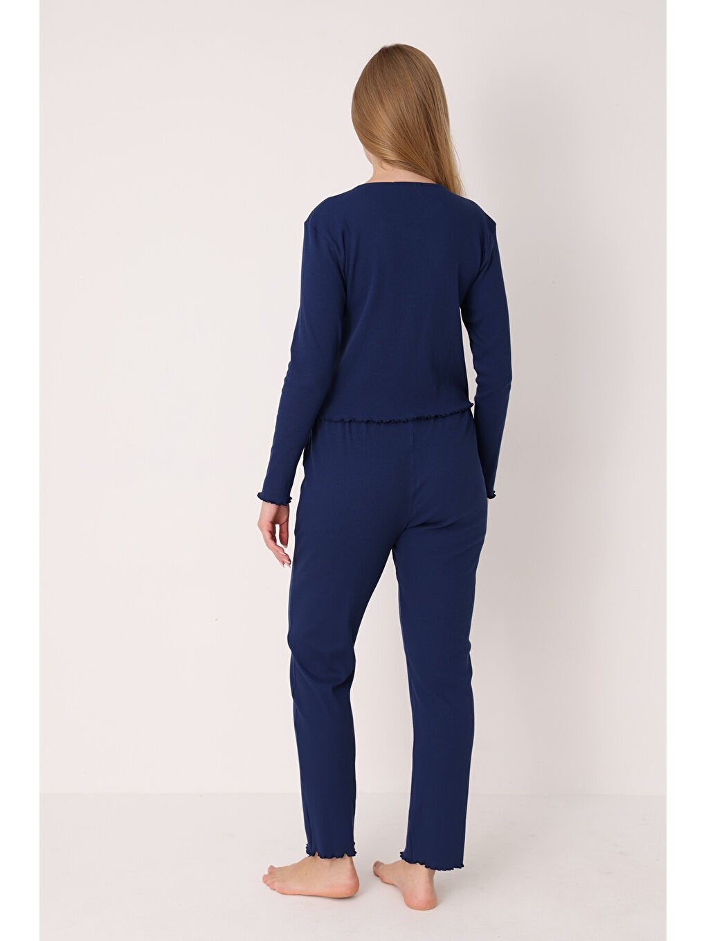 Lacivert Önden Düğmeli Pijama Takımı-2