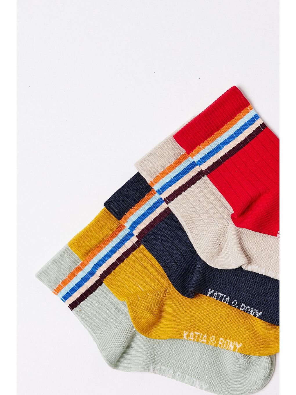 Karışık Bebek Şeritli 5'Li Paket Soket Çorap Çok Renkli-1