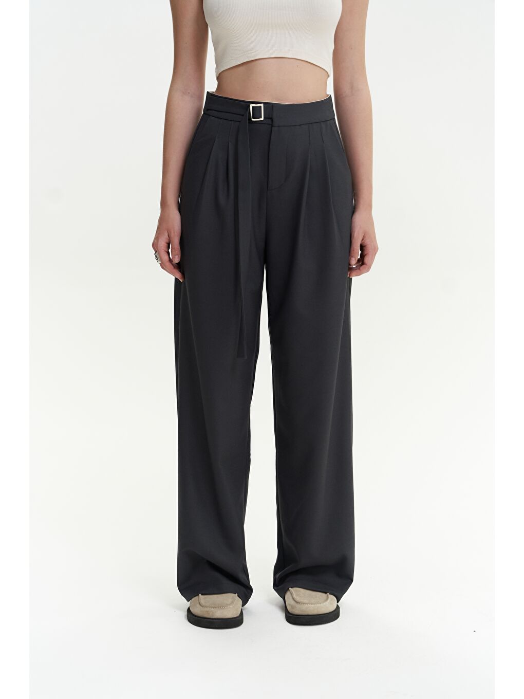 Letizia Kemer Detay Antrasit Pantolon-4