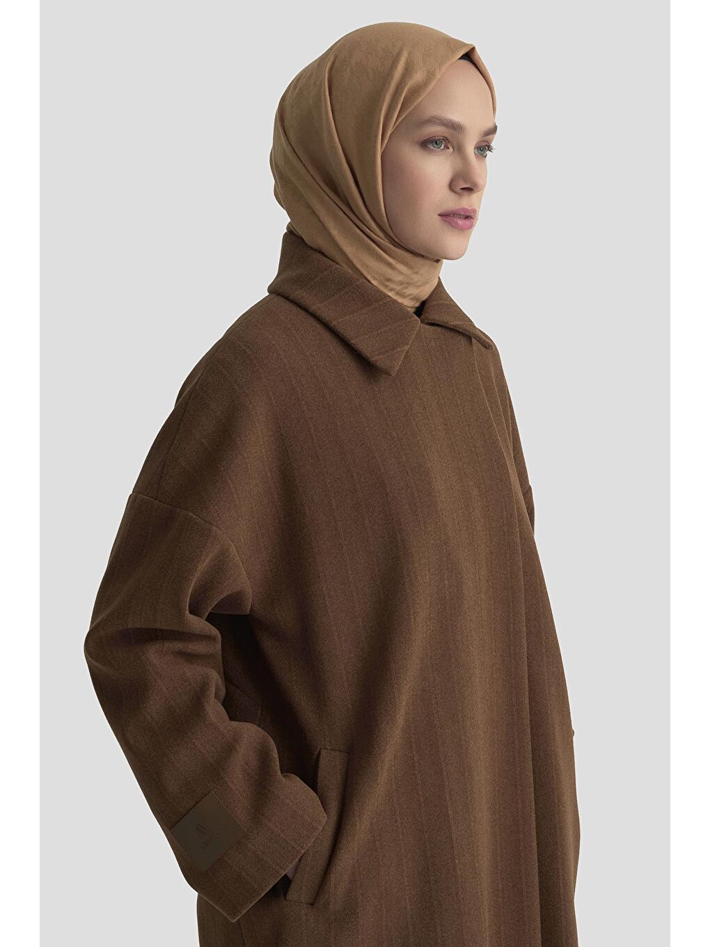 Mıknatıs Çıtçıtlı Çizgili Kaban 25K7016 Kahverengi-3
