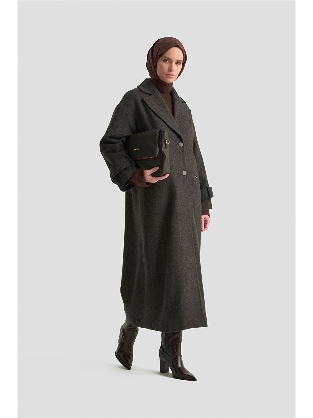 Yanları Yırtmaçlı Kaban 25K7024 Antrasit-3