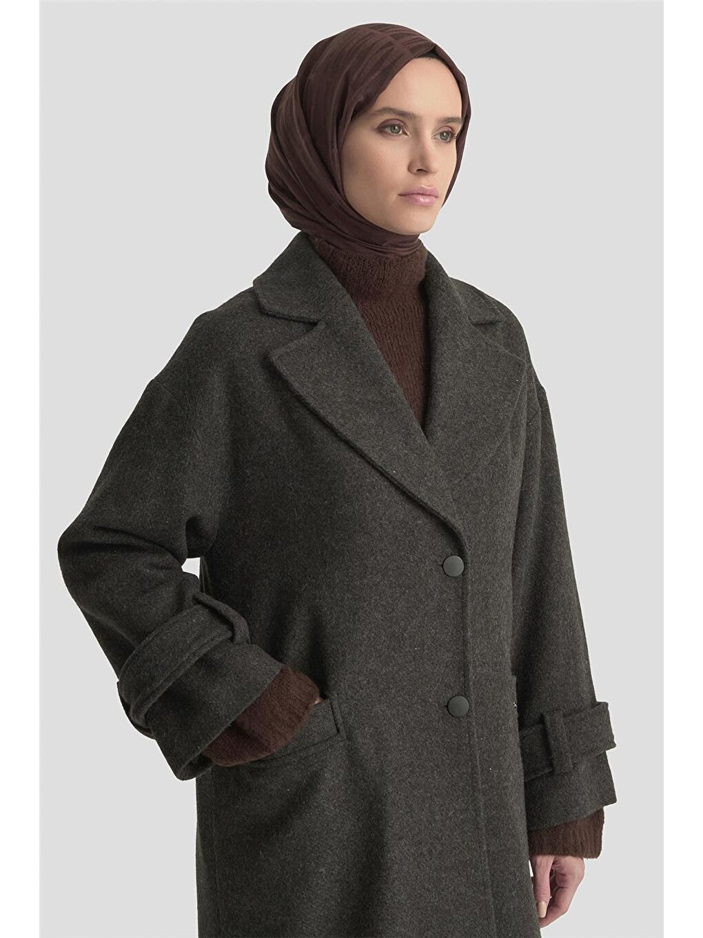 Yanları Yırtmaçlı Kaban 25K7024 Antrasit-4