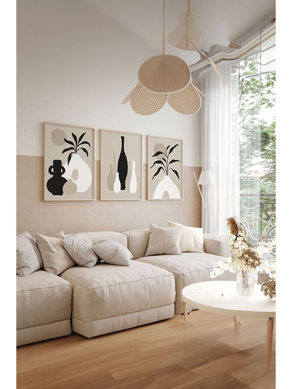 Beyaz 3 Parça Çerçeve Görünümlü Mdf Tablo Seti 33x48 cm - ARTSYCLLCT40