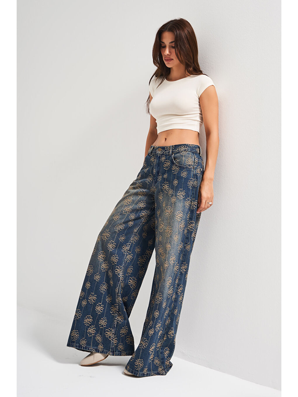 Mavi Kadın T.Kot Rengi 2w5-8 Palazzo Fit Nakış Özellikli Kumaş Tasarım Denim Jean-4