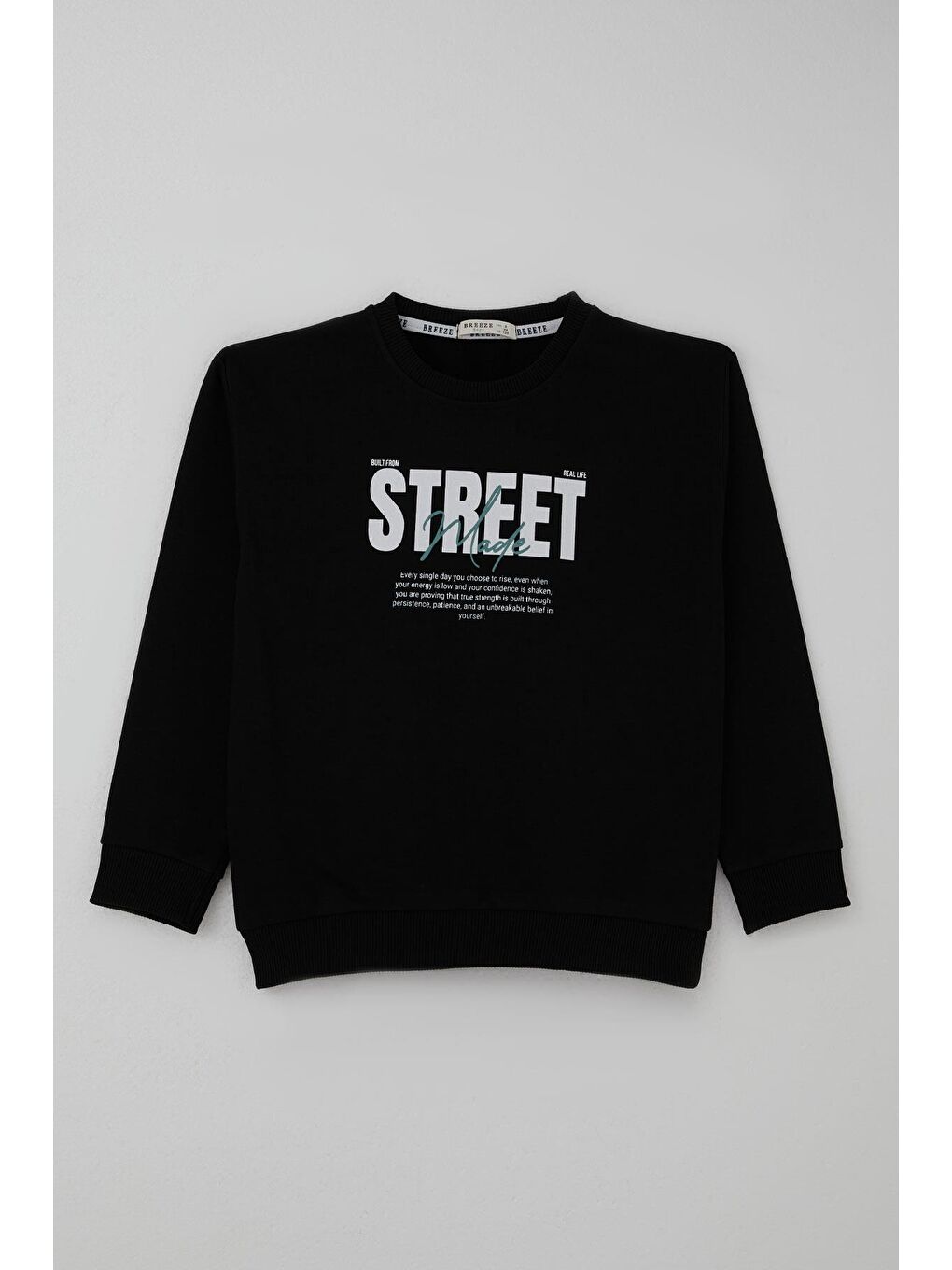 Erkek Çocuk Eşofman Takımı Yazı Baskılı Pantolonu Parça Detaylı Siyah (5-10 Yaş)-3