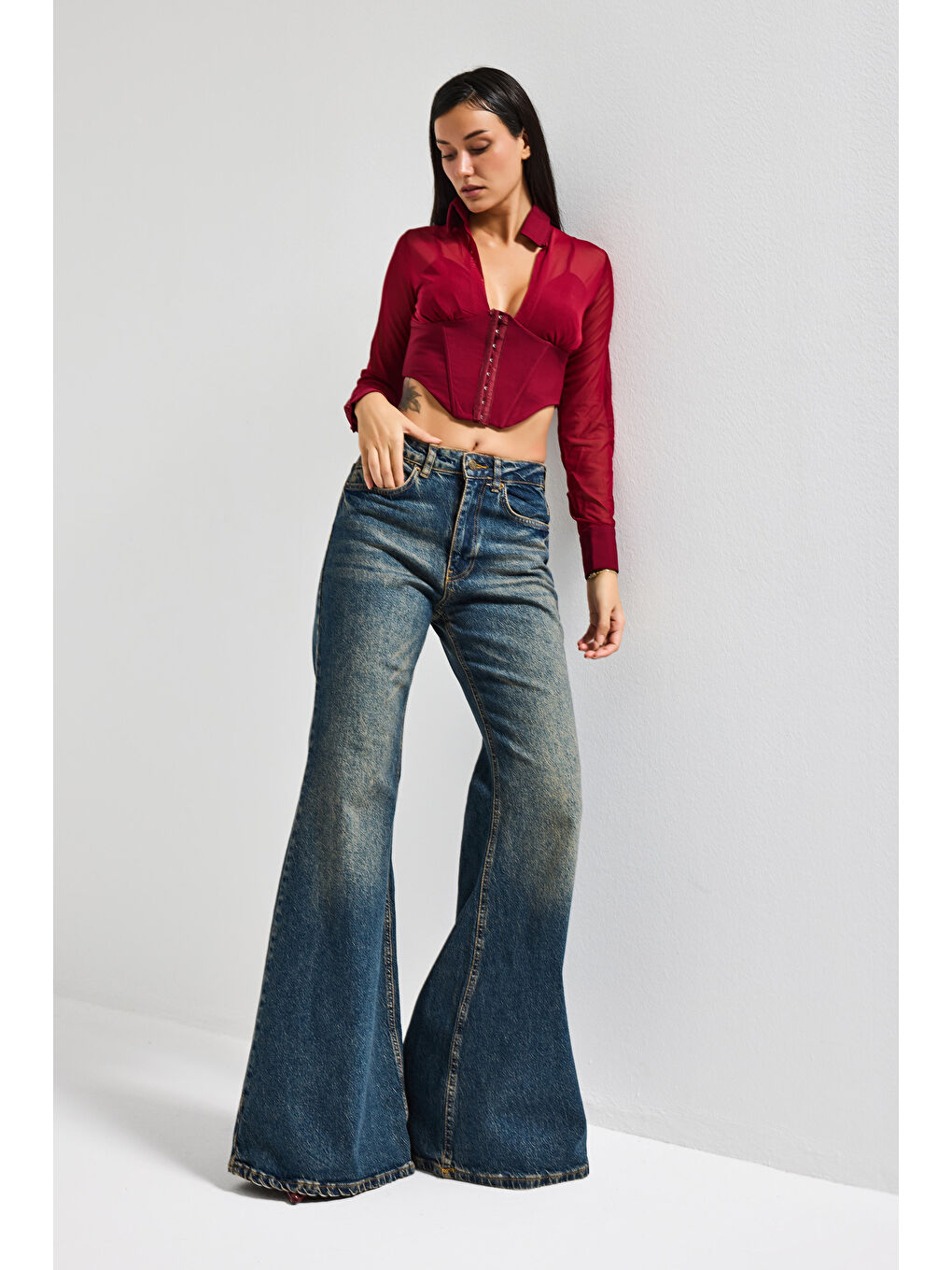 Mavi Kadın Tint Jean Rengi 2w5-8 Flare Fit Komfort Kumaş İç Boy 83cm Denim Jean-4