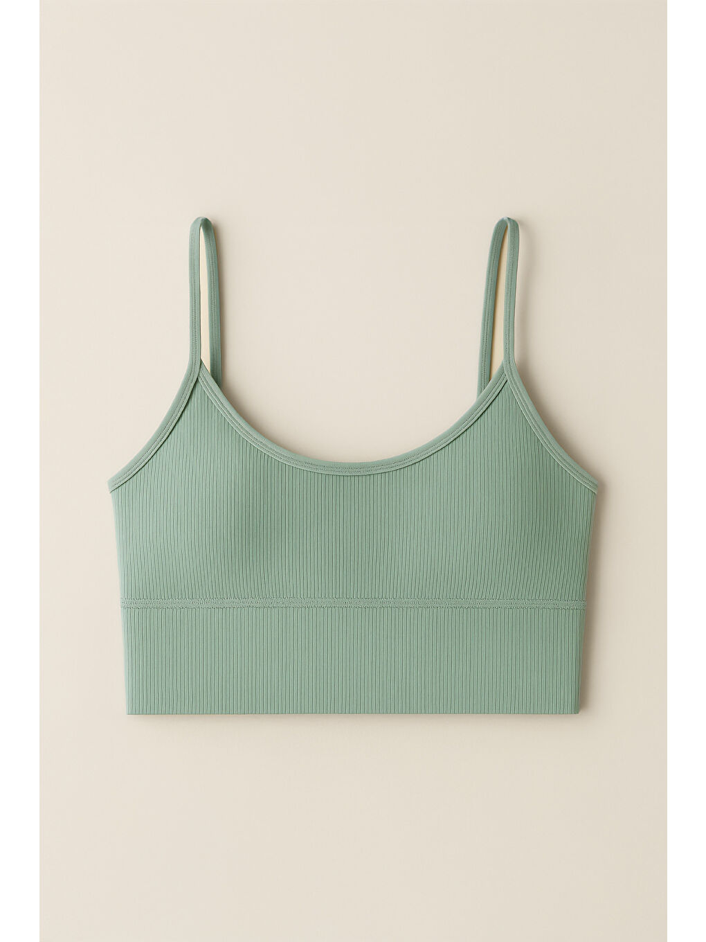 Yeşil İnce Askılı Toparlayıcı Ripli Spor Büstiyer-2