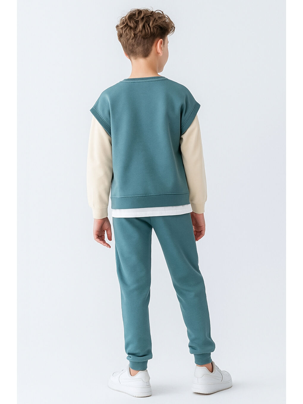 Mavi Erkek Çocuk Upper Baskılı 3 İplik Kalın Kışlık Eşofman Takımı Ak4231-3