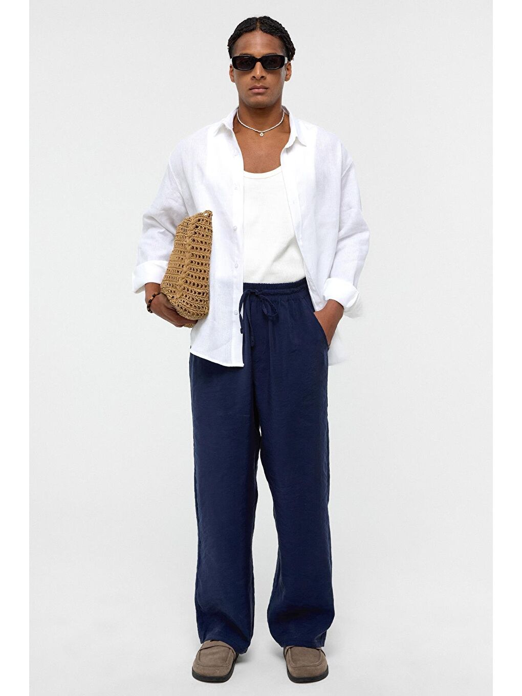 Baggy Fit Modal Kumaş Pantolon Lacivert