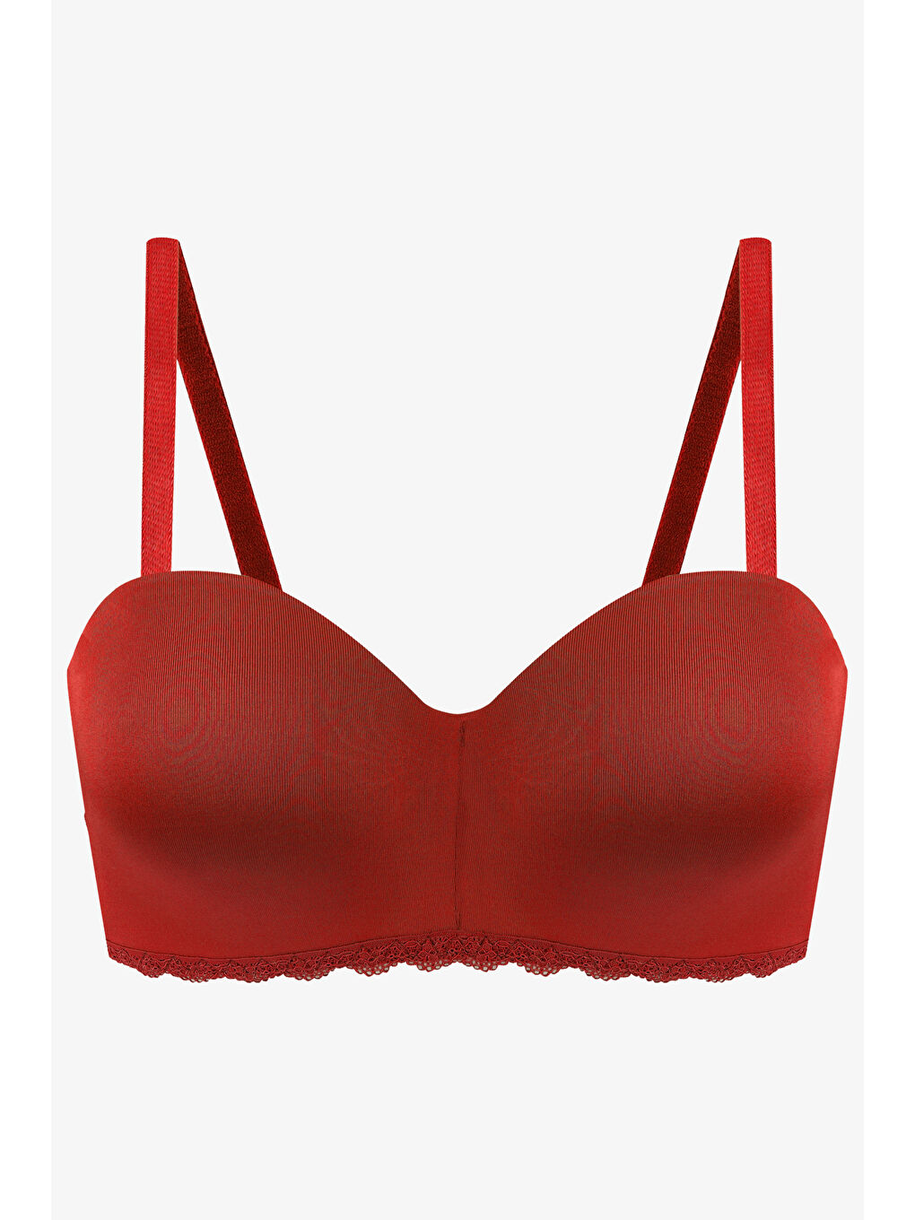 Kırmızı Kadın Dolgusuz Mikro Straplez Sütyen