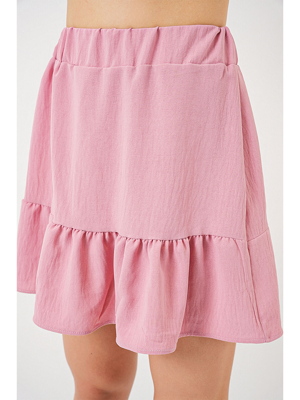 Pembe Kadın Ayrobin Mini Etek 8054 - Pudra-2