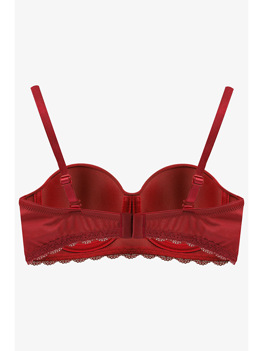 Kırmızı Kadın Dolgusuz Mikro Straplez Sütyen-1