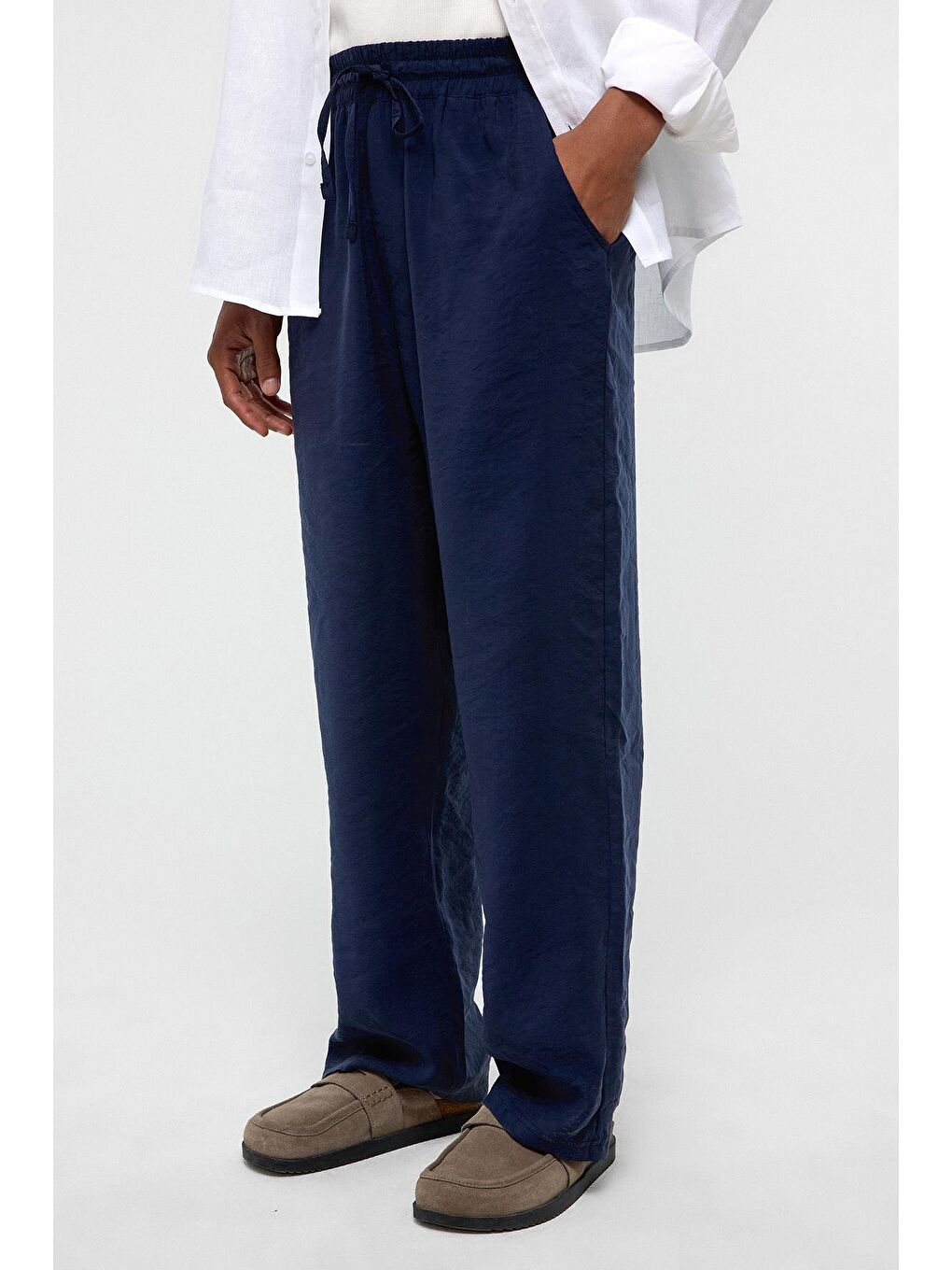 Baggy Fit Modal Kumaş Pantolon Lacivert-2