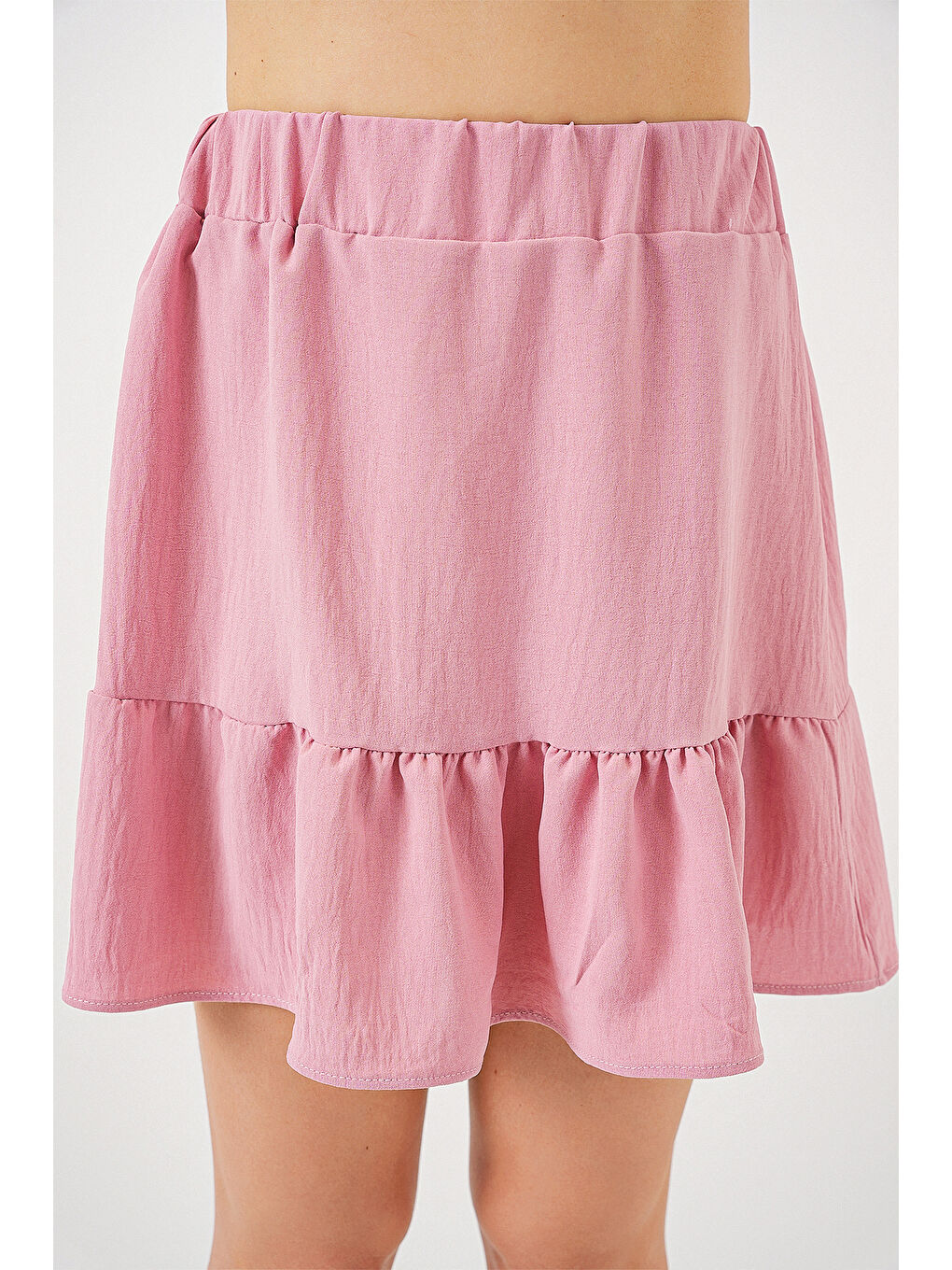 Pembe Kadın Ayrobin Mini Etek 8054 - Pudra-4