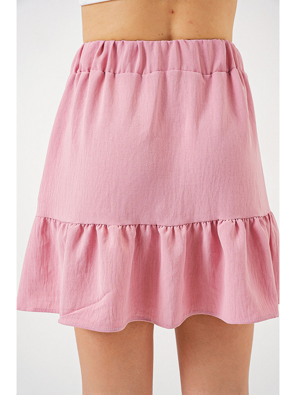 Pembe Kadın Ayrobin Mini Etek 8054 - Pudra-6