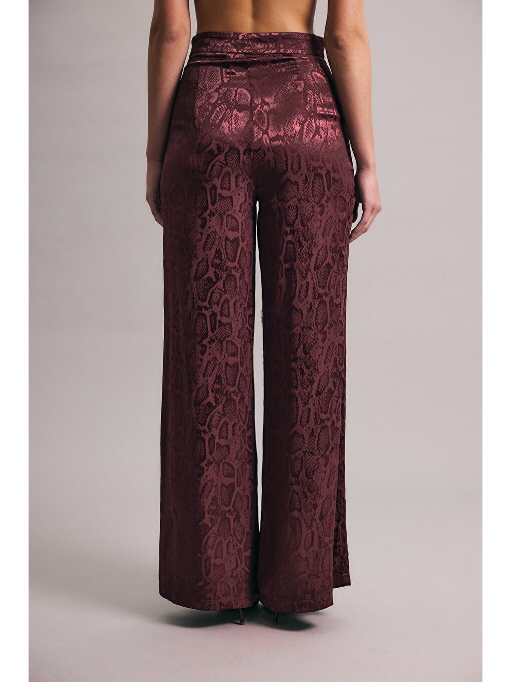 Yılan Desenli Pantolon - Bordo-7