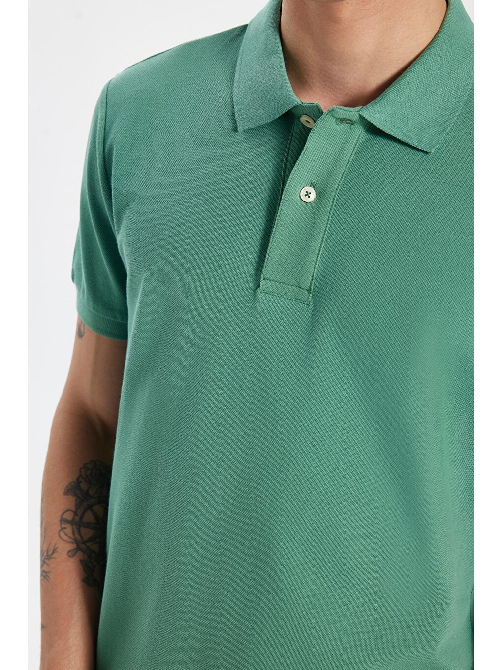 Turkuaz Erkek Slim Fit Dar Kesim %100 Pamuk Yeşil Polo Yaka Tişört-2