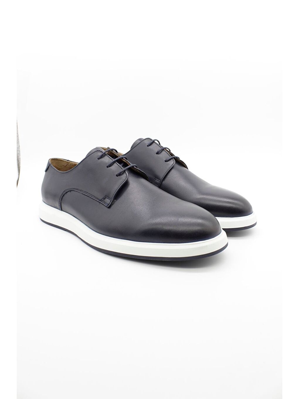 Lacivert %100 Deri Bağcıklı Casual Ayakkabı 1033250154-1