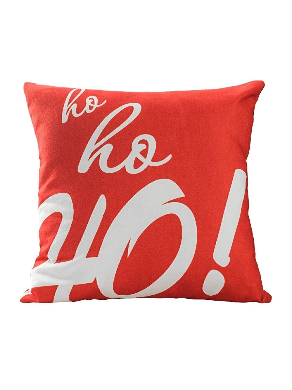 Bej Yılbaşı Temalı "ho Ho ho" Beyaz Yazı Baskılı Kırlent Kılıfı - Kırmızı 43x43-1