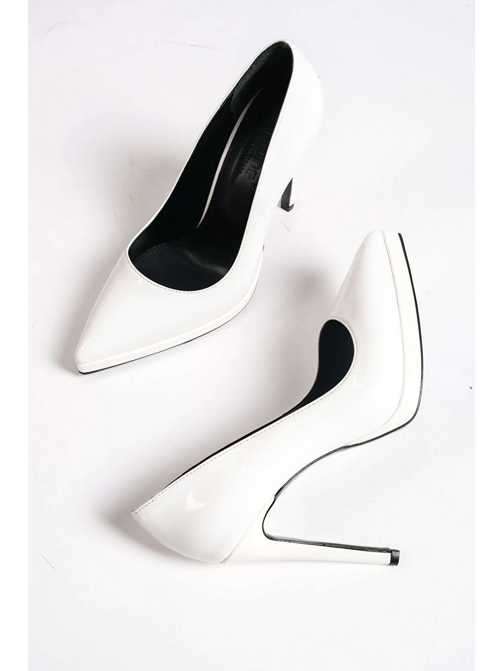 Beyaz Helga Sivri Burunlu Platform Yüksek Topuklu Kadın Ayakkabı-2