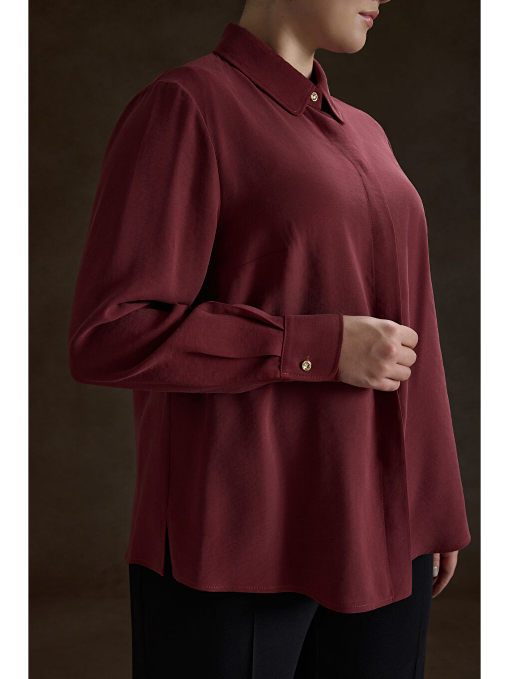 Bordo Lyocell Bluz-4