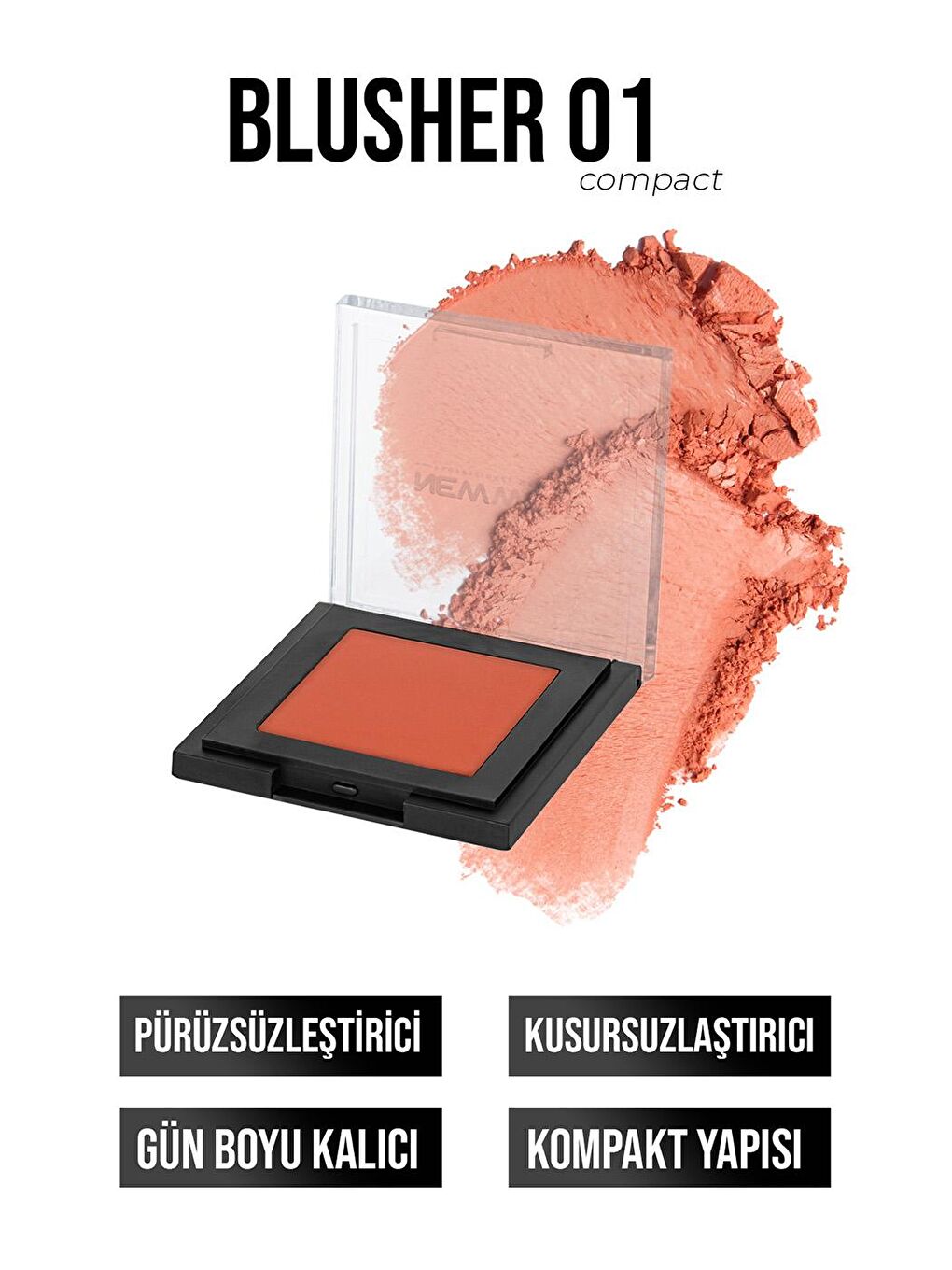 New Well Koyu Turuncu Powder Blusher 01 (Toz Allık)