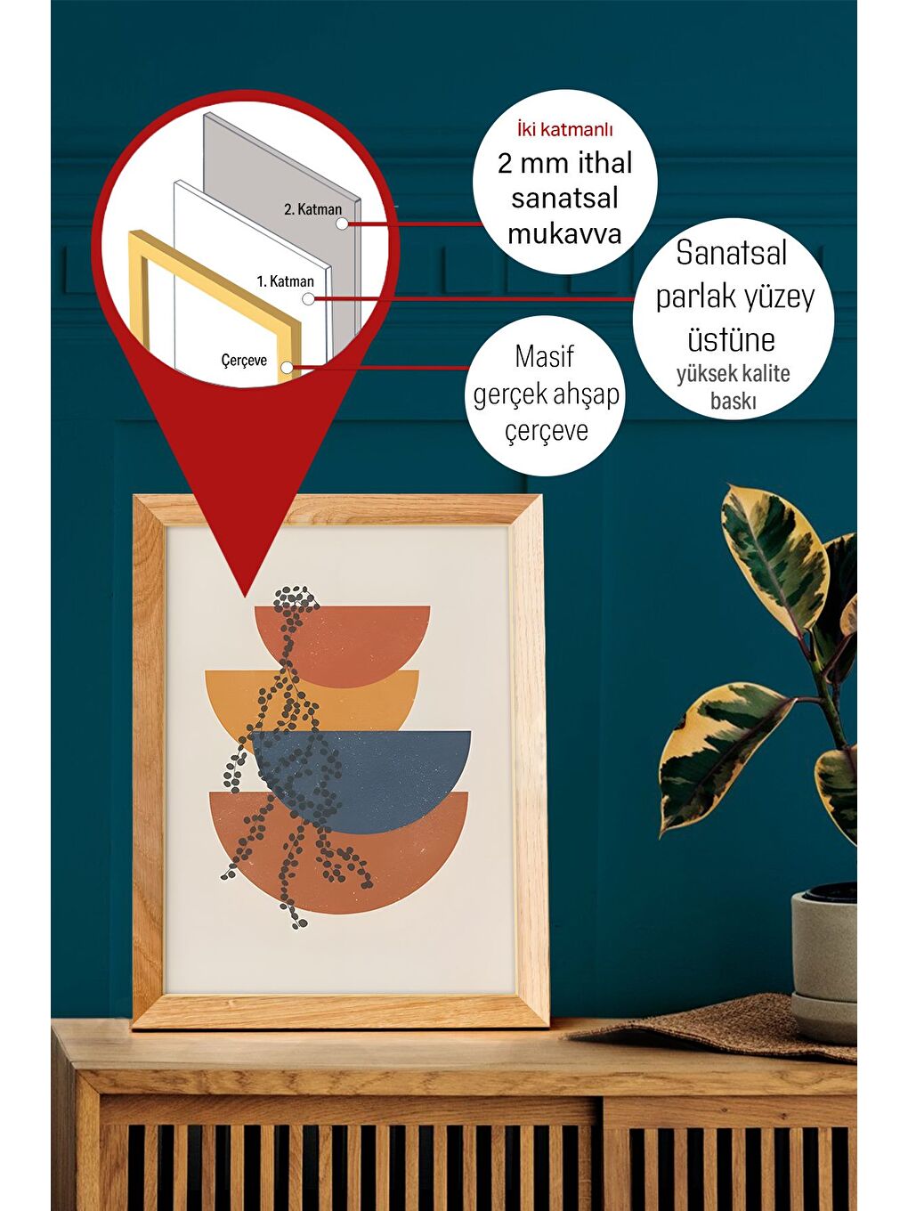 Beyaz Gerçek Ahşap Çerçeveli 3 Parça 3D Poster Tablo Seti 15x20 cm - Set 2-1