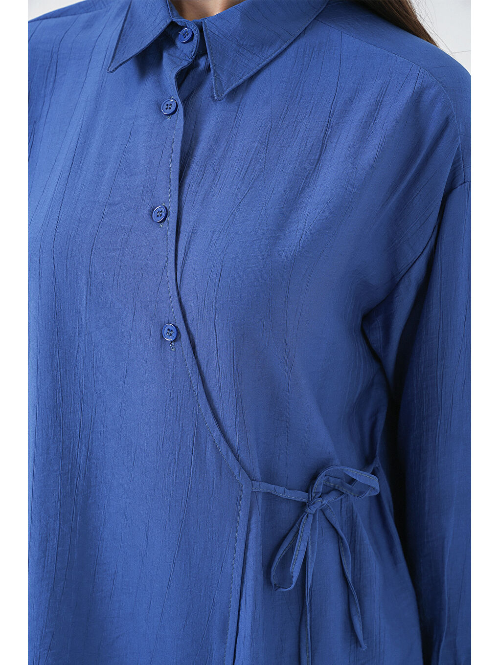 Kadın Bağcıklı Tunik Pantolon İkili Takım 6752 - İndigo-5