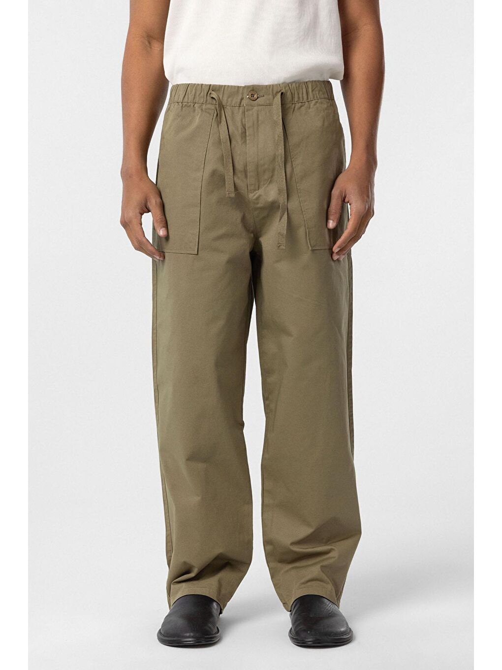 Baggy Fit Gabardin Pantolon Haki-1