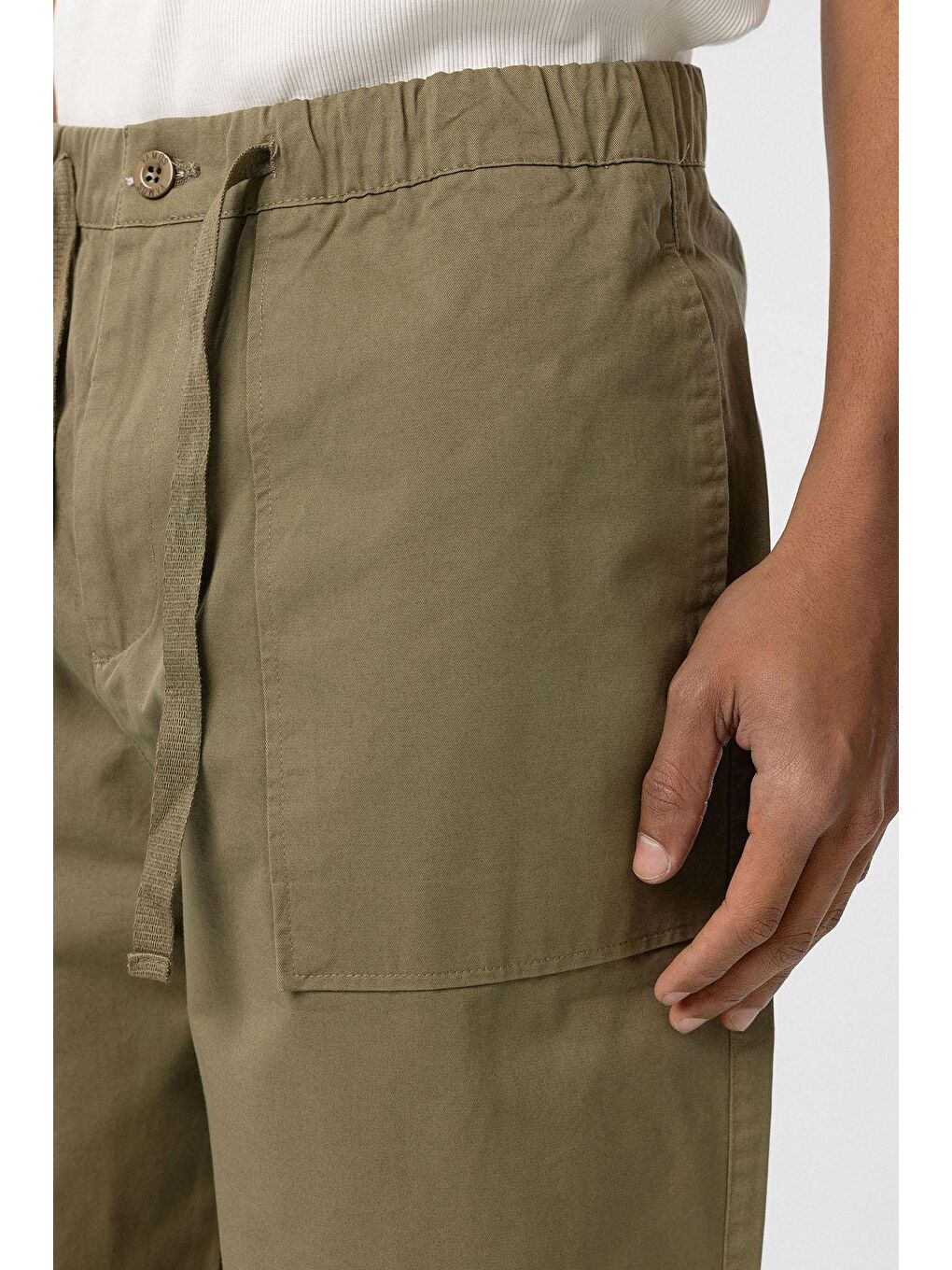 Baggy Fit Gabardin Pantolon Haki-4
