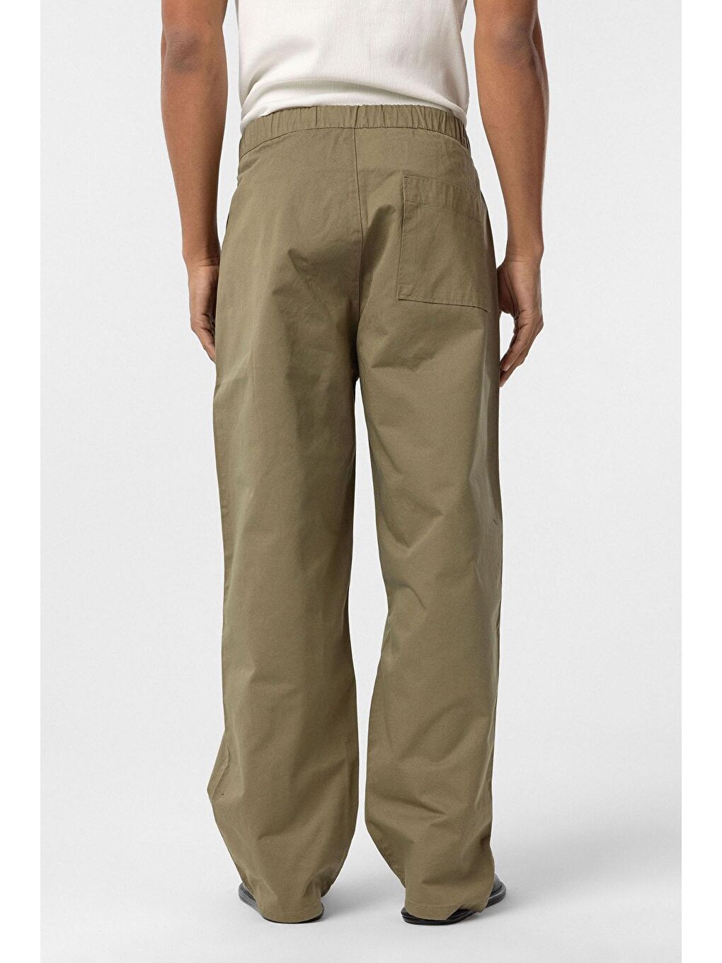 Baggy Fit Gabardin Pantolon Haki-5