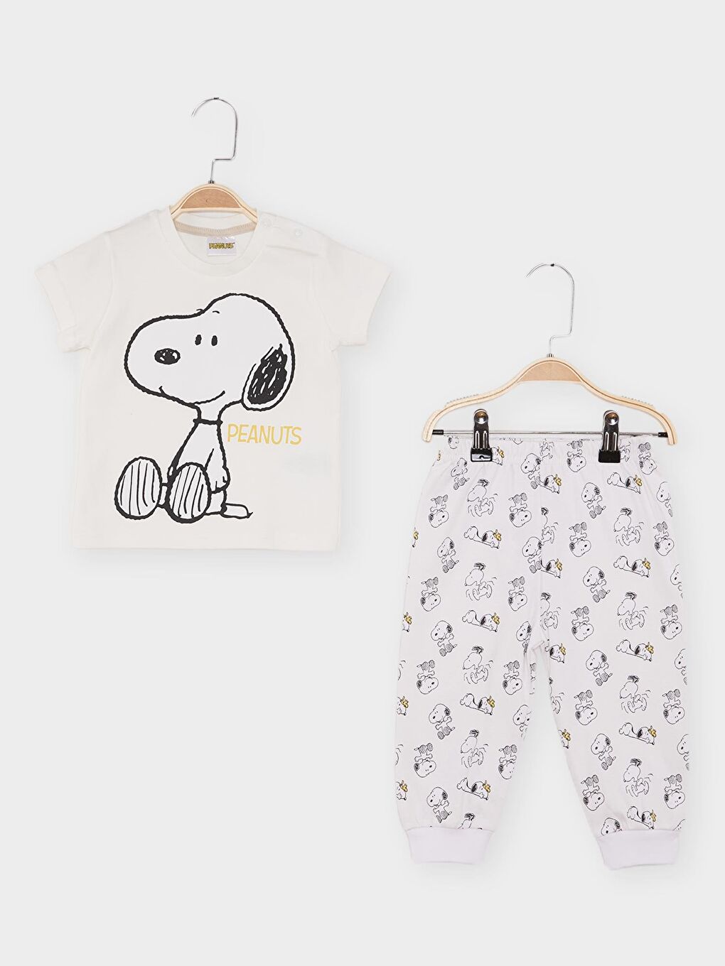 Ekru Snoopy Lisanslı Erkek Bebek Pijama Takımı 21938