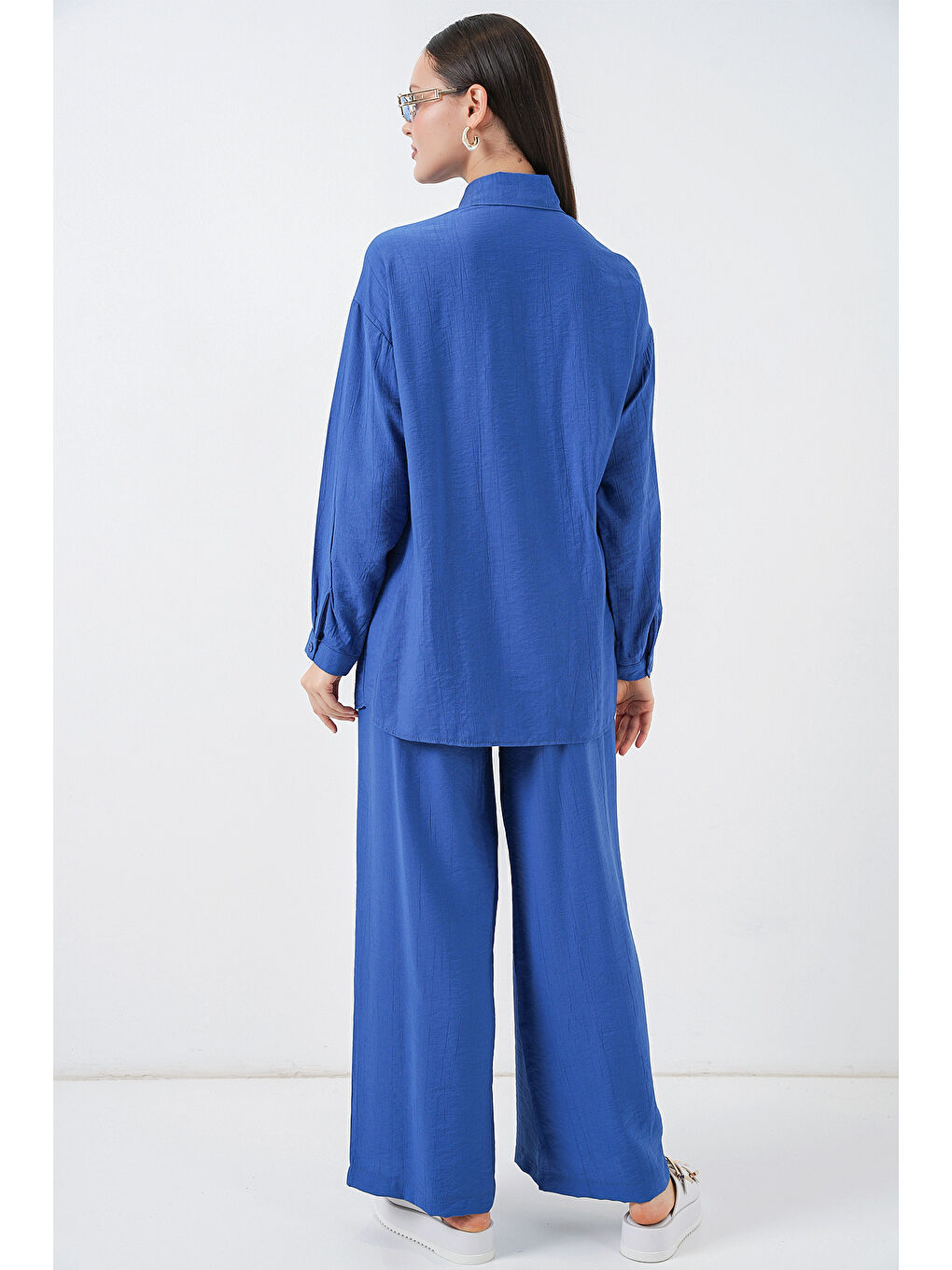 Kadın Bağcıklı Tunik Pantolon İkili Takım 6752 - İndigo-6